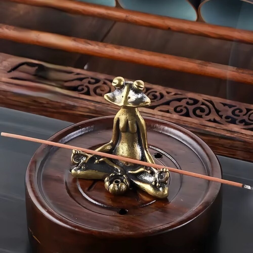 Retro Copperware Incense Socket Zen Frog Ornaments Solid Pure Copper Frog Tea